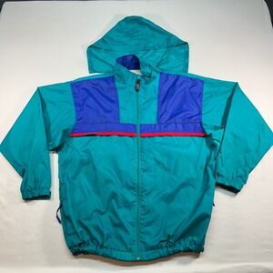 Sierra Sport Vintage 90s‎ Colorblock Windbreaker Teal Purple XL Hooded Jacket